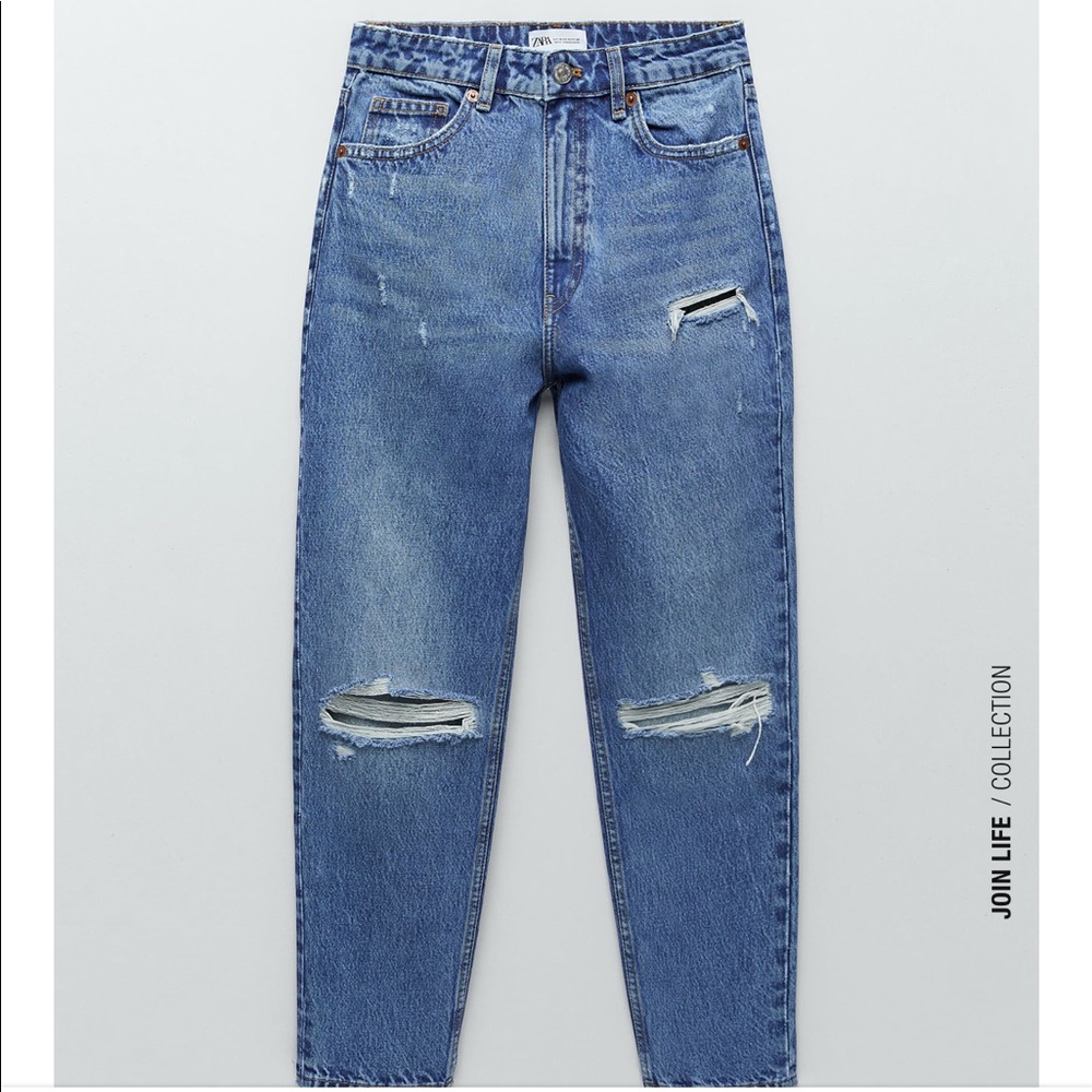 ZARA Ripped Mom Fit Jeans